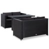 3-tlg. Garten-Lounge-Set mit Auflagen Poly Rattan Schwarz