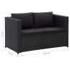 3-tlg. Garten-Lounge-Set mit Auflagen Poly Rattan Schwarz