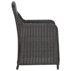 3-tlg. Garten-Bistro-Set mit Auflagen Poly Rattan Schwarz