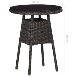 3-tlg. Garten-Bistro-Set mit Auflagen Poly Rattan Schwarz