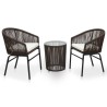 3-tlg. Bistro-Set mit Kissen PE-Rattan Braun