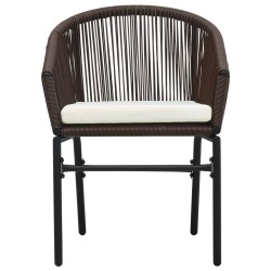 3-tlg. Bistro-Set mit Kissen PE-Rattan Braun