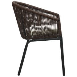 3-tlg. Bistro-Set mit Kissen PE-Rattan Braun