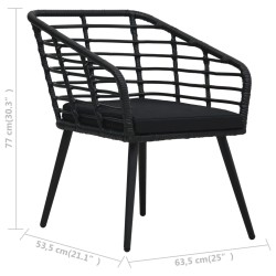 3-tlg. Bistro-Set Poly Rattan Schwarz