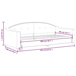 Tagesbett Hellgrau 90x200 cm Stoff