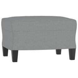 3-Sitzer-Sofa mit Hocker Hellgrau 180 cm Stoff