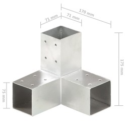 Pfostenverbinder 4 Stk. Y-Form Verzinktes Metall 71 x 71 mm