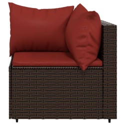 Garten-Ecksofa mit Kissen Braun Poly Rattan