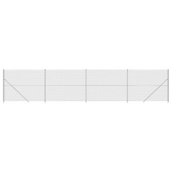 Maschendrahtzaun mit Bodenflansch Silbern 1,6x10 m