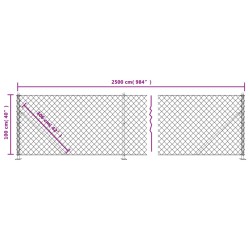 Maschendrahtzaun mit Bodenflansch Silbern 1x25 m