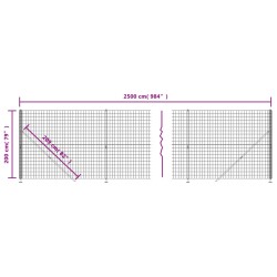 Maschendrahtzaun mit Bodenflansch Anthrazit 2x25 m