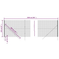 Maschendrahtzaun Anthrazit 2,2x25 m Verzinkter Stahl