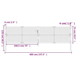 Gartentor Anthrazit 400x125 cm Stahl