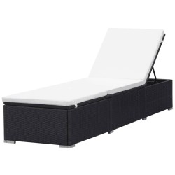 Sonnenliegen mit Auflage 2 Stk. Poly Rattan Schwarz