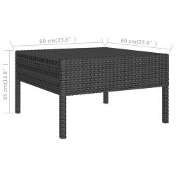 3-tlg. Garten-Lounge-Set mit Auflagen Poly Rattan Schwarz