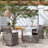 4-tlg. Gartenstuhl und Hocker Set Poly Rattan Grau