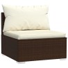 3-Sitzer-Sofa mit Kissen Braun Poly Rattan