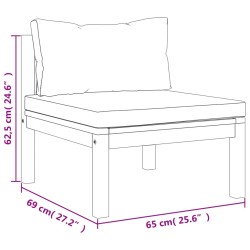 Modulares Mittelsofa mit Cremeweißen Kissen Akazienholz