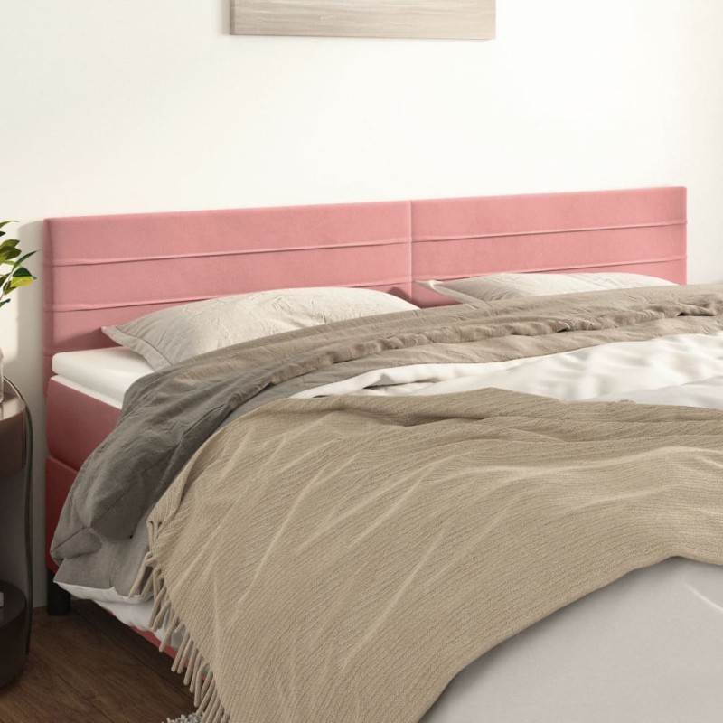 Kopfteile 2 Stk. Rosa 100x5x78/88 cm Samt