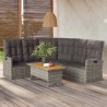 2-tlg. Garten-Lounge-Set mit Kissen Grau Poly Rattan