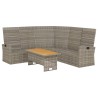 2-tlg. Garten-Lounge-Set mit Kissen Grau Poly Rattan