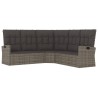 2-tlg. Garten-Lounge-Set mit Kissen Grau Poly Rattan