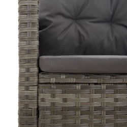 2-tlg. Garten-Lounge-Set mit Kissen Grau Poly Rattan