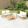 2-tlg. Garten-Lounge-Set mit Cremeweißen Kissen Bambus