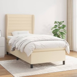 Boxspringbett mit Matratze Creme 90x190 cm Stoff