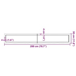 Waschtischplatte Dunkelbraun 200x30x(2-4)cm Massivholz