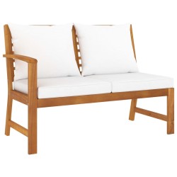 4-tlg. Garten-Lounge-Set mit Auflagen Creme Massivholz Akazie