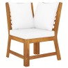 4-tlg. Garten-Lounge-Set mit Auflagen Creme Massivholz Akazie