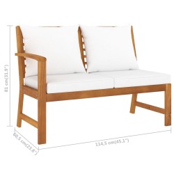 4-tlg. Garten-Lounge-Set mit Auflagen Creme Massivholz Akazie