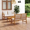 3-tlg. Garten-Lounge-Set mit Auflagen Massivholz Akazie