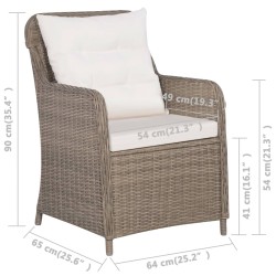 9-tlg. Garten-Essgruppe Poly Rattan Braun