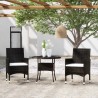 3-tlg. Garten-Essgruppe Poly Rattan Schwarz