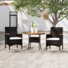 3-tlg. Garten-Essgruppe Poly Rattan Schwarz