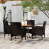 5-tlg. Garten-Essgruppe Poly Rattan Schwarz