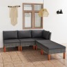 5-tlg. Garten-Lounge-Set mit Kissen Poly Rattan Grau