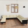 12-tlg. Garten-Lounge-Set mit Kissen Poly Rattan Schwarz