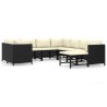 9-tlg. Garten-Lounge-Set mit Kissen Poly Rattan Schwarz