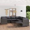 9-tlg. Garten-Lounge-Set mit Kissen Poly Rattan Grau