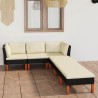 6-tlg. Garten-Lounge-Set mit Kissen Poly Rattan Schwarz