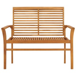 Gartenbank mit Cremeweißer Auflage 112 cm Massivholz Teak