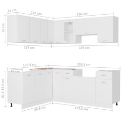 11-tlg. Küchenzeile Weiß Holzwerkstoff