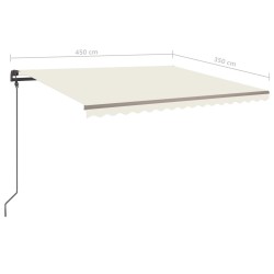 Markise Manuell Einziehbar mit LED 4,5x3,5 m Creme