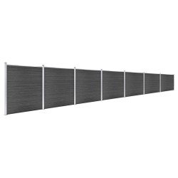 Zaunelement Set WPC 1218x186 cm Schwarz