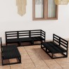 7-tlg. Garten-Lounge-Set Schwarz Massivholz Kiefer