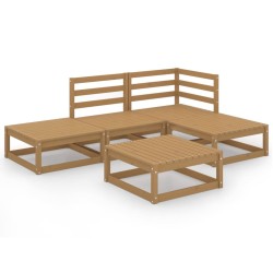 5-tlg. Garten-Lounge-Set Honigbraun Massivholz Kiefer