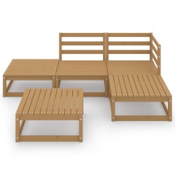 5-tlg. Garten-Lounge-Set Honigbraun Massivholz Kiefer